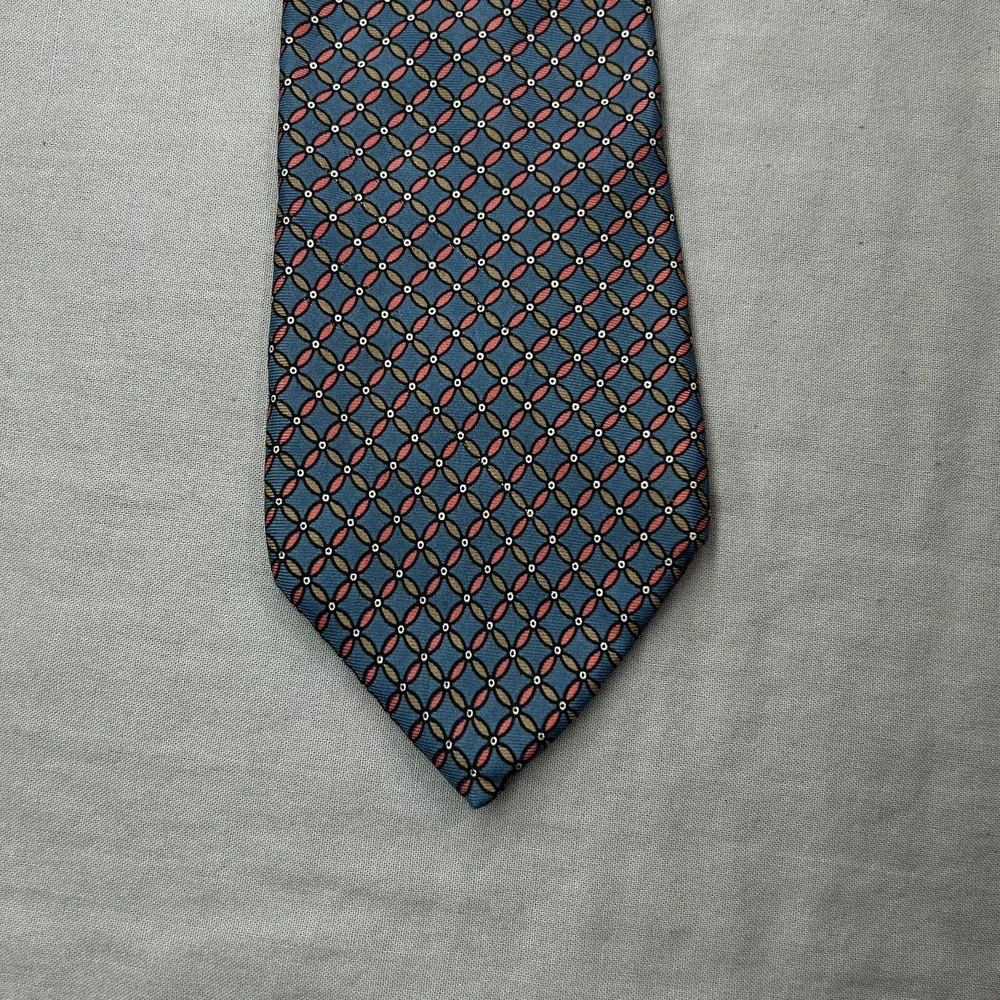 Yves Saint Laurent Silk‎ Neck Tie Mens 54L 3.5W Blue Diamond Print